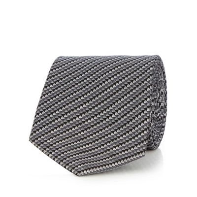 Grey patterned silk tie